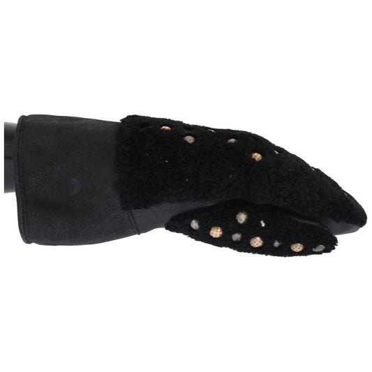 Studded Black Leather Gentleman's Gloves