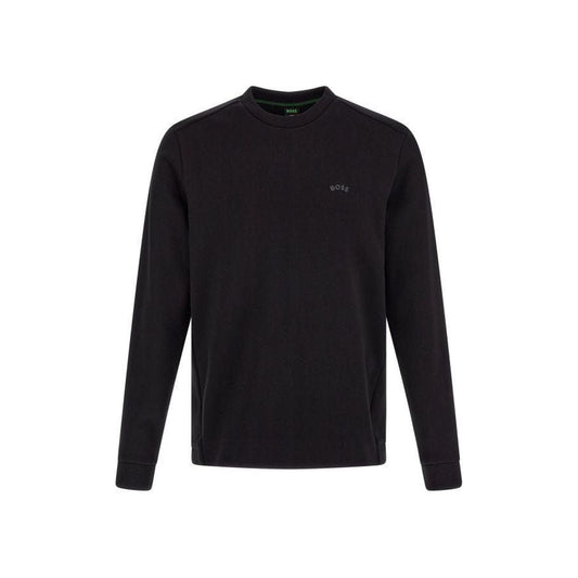 Hugo Boss Elegant Black Cotton Round Neck Sweatshirt black-cotton-logo-details-sweatshirt
