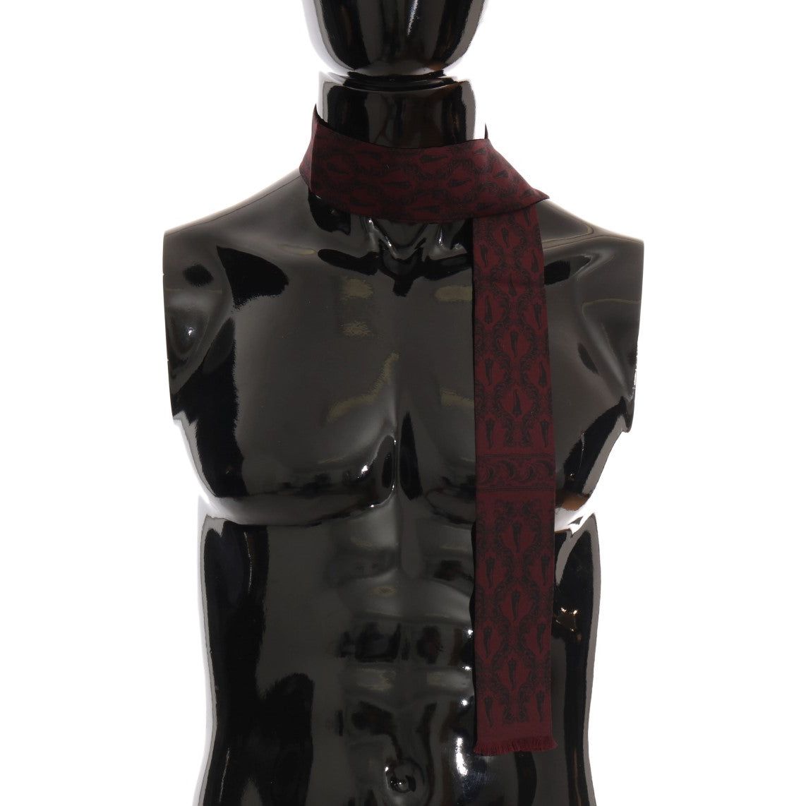 Dolce & Gabbana Silk Bordeaux Crown Chili Print Mens Scarf bordeaux-silk-crown-chili-scarf Silk Scarves