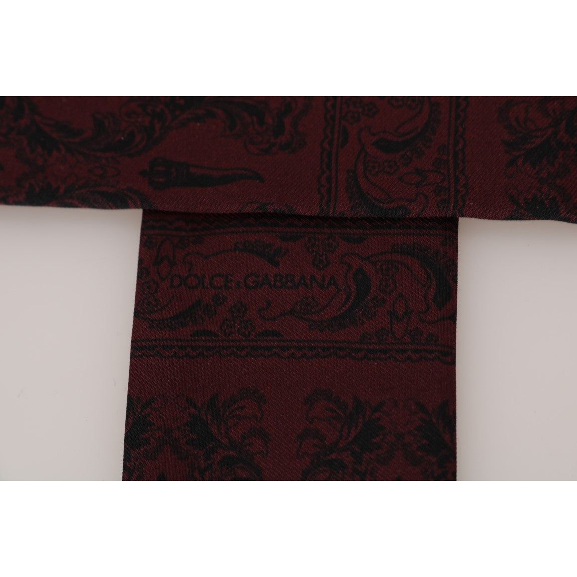 Dolce & Gabbana Silk Bordeaux Crown Chili Print Mens Scarf bordeaux-silk-crown-chili-scarf Silk Scarves