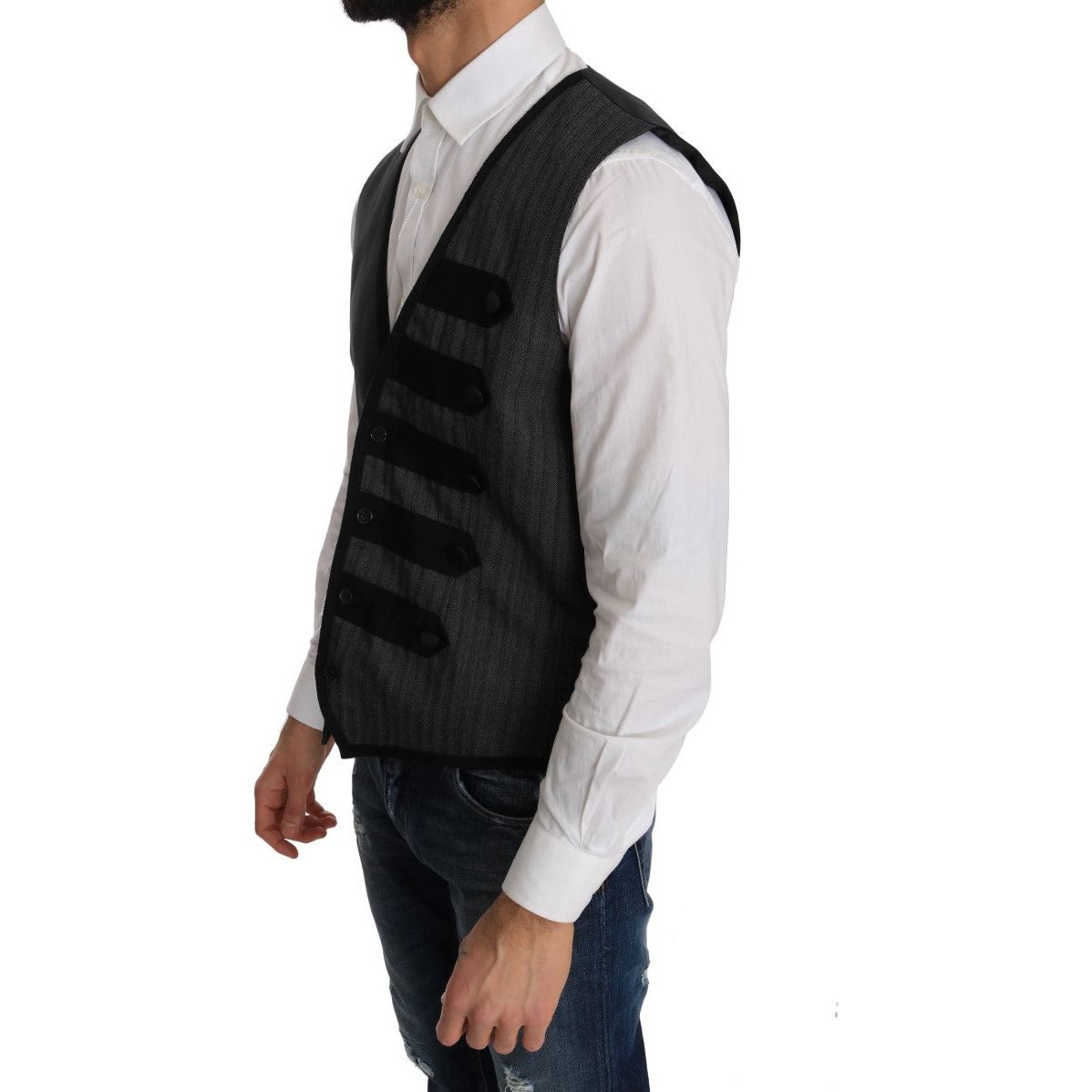 Dolce & Gabbana Elegant Gray Torrero Pattern Formal Vest gray-wool-patterned-slim-vest