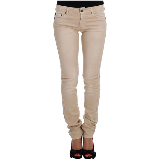 Cavalli Beige Cotton Stretch Slim Fit Jeans beige-wash-slim-fit-cotton-stretch-jeans Jeans & Pants