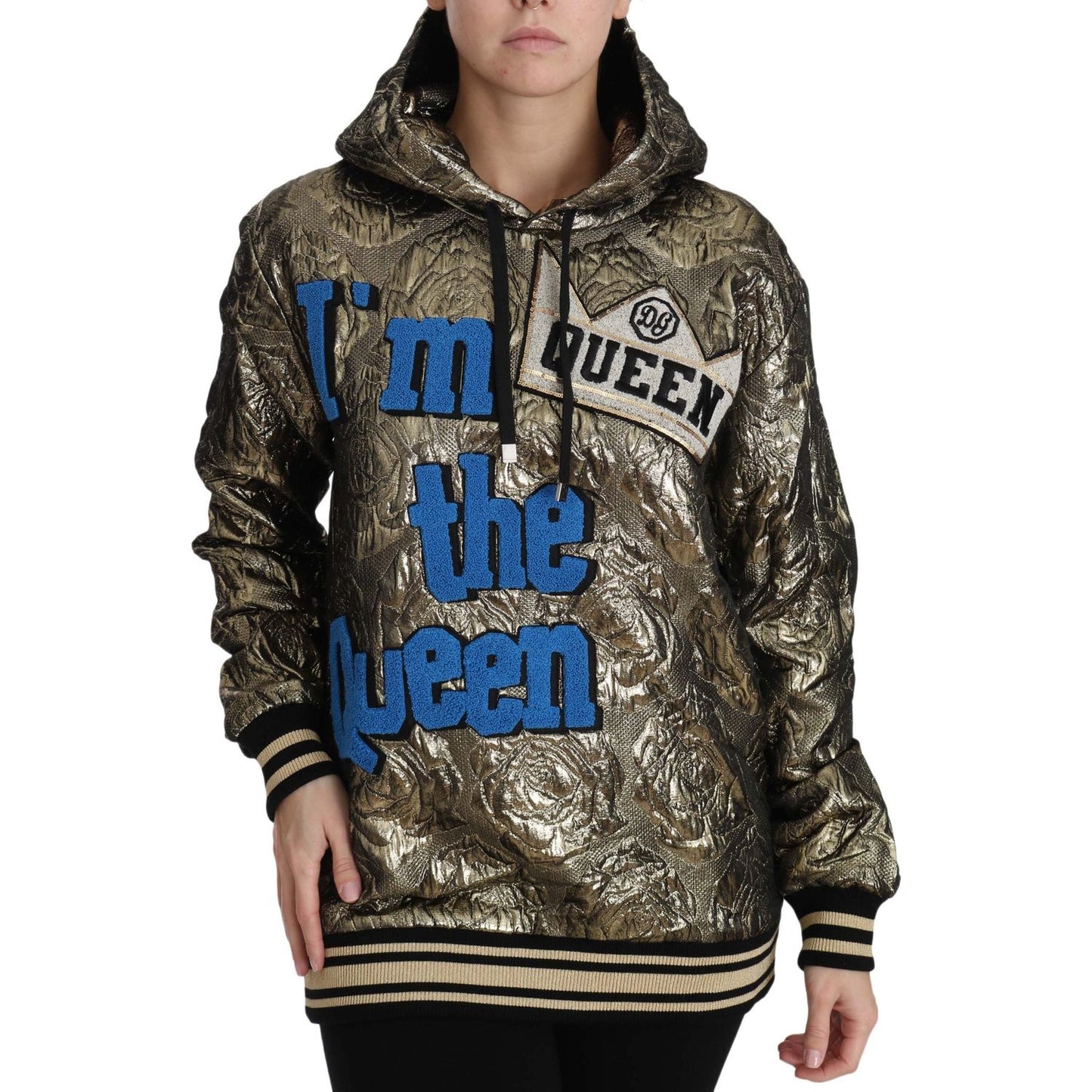 Dolce & Gabbana Im The Queen Multicolor Hoodie Sweatshirt im-the-queen-jaquard-gold-sweatshirt-hoodie 652661-im-the-queen-jaquard-gold-sweatshirt-hoodie-3.jpg