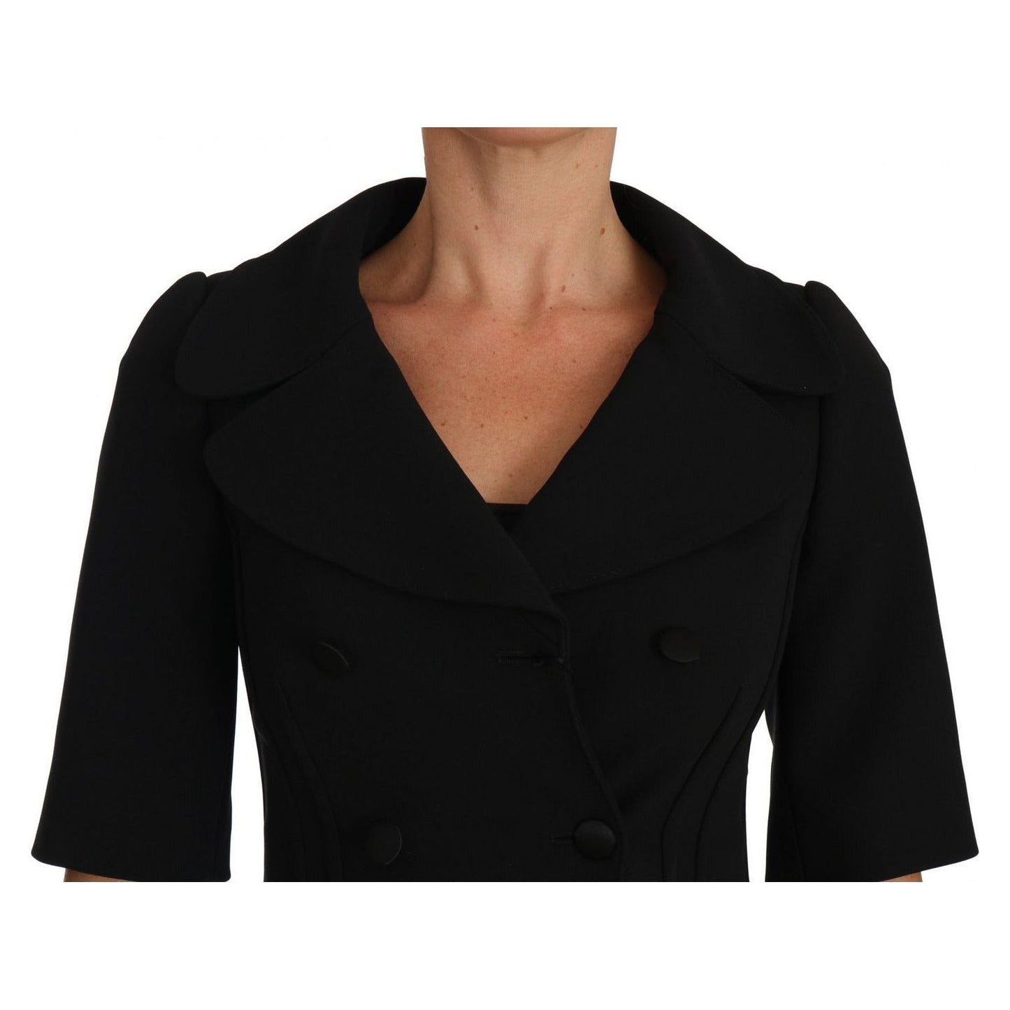 Dolce & Gabbana Elegant Black Cropped Wool Blazer black-short-fitted-wool-cropped-jacket-blazer