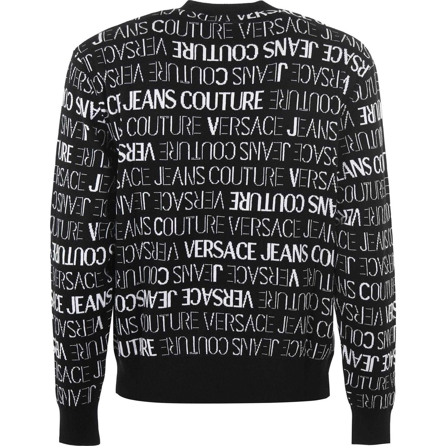 Versace Jeans Elegant Monochrome Logo Sweater black-and-white-cotton-logo-details-sweater