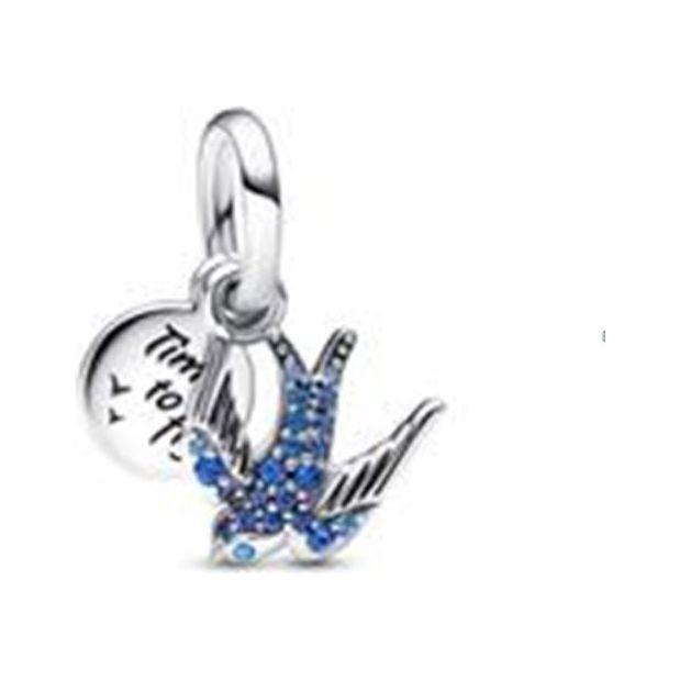 PANDORA CHARMS Mod. SPARKLING SWALLOW & QUOTE