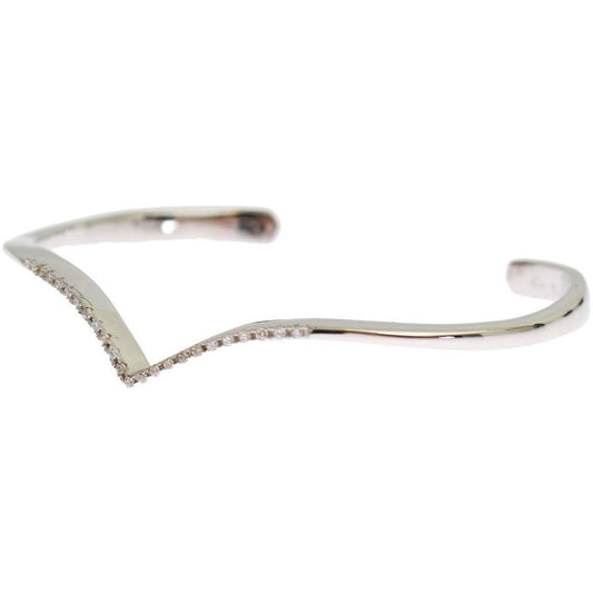 Elegant Silver Bangle Cuff with Clear CZ Accents
