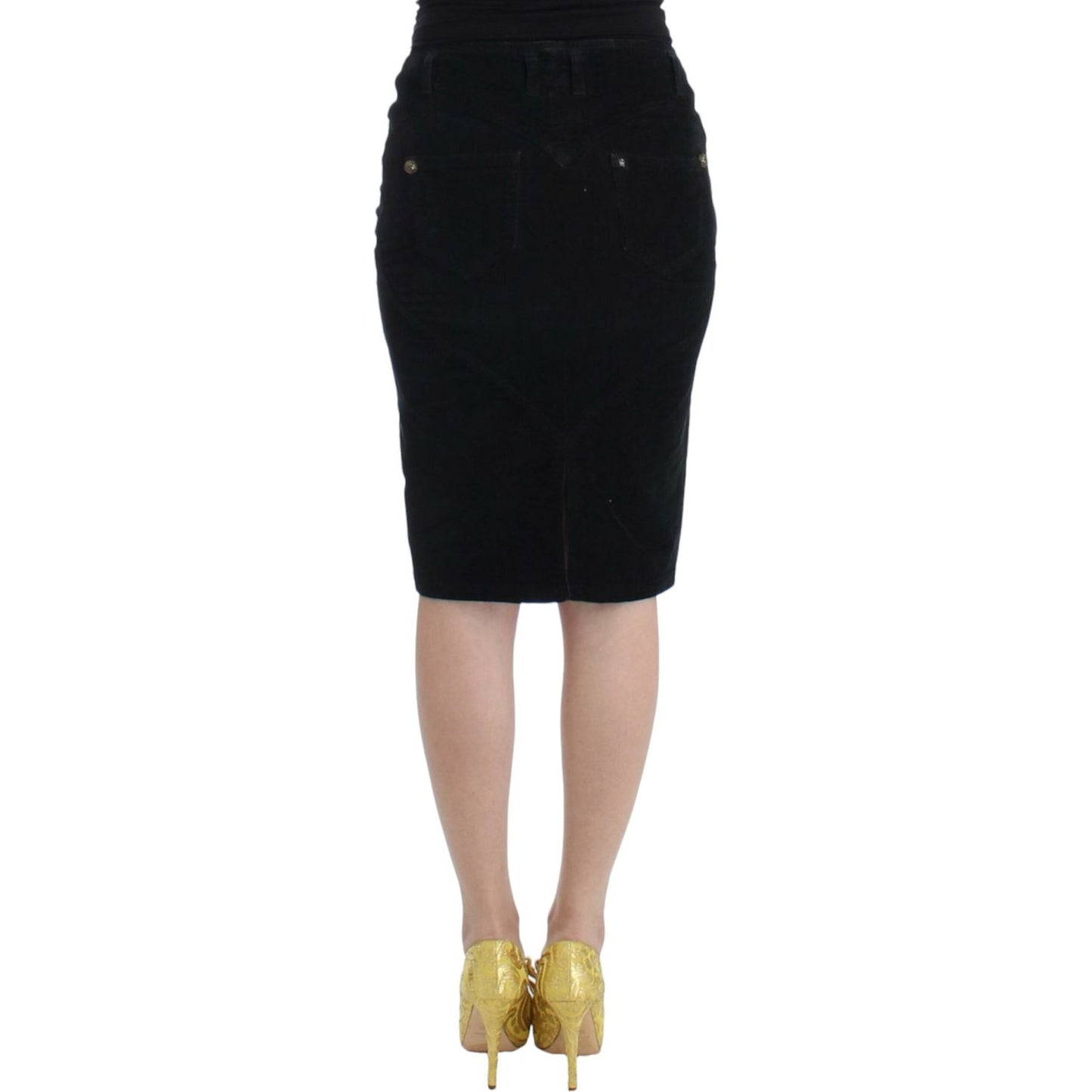Cavalli Elegant Black Pencil Skirt for Sophisticated Style black-corduroy-pencil-skirt 9195-black-corduroy-pencil-skirt-2-scaled-de7cd934-d98.jpg