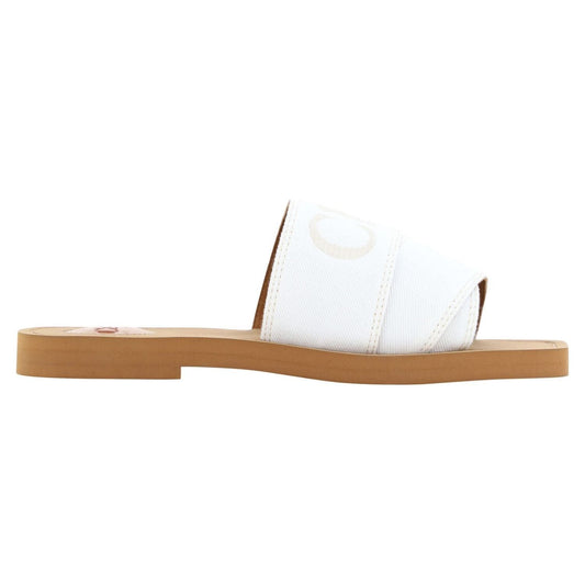 Chloé White Cotton Slides Woody Sandals white-cotton-slides-woody-sandals