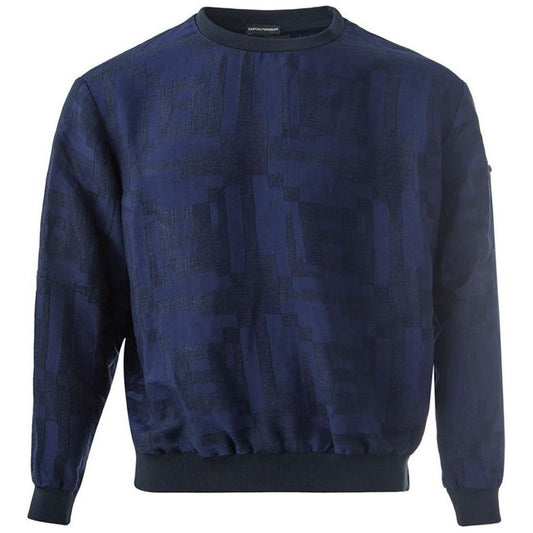 Emporio Armani Rounded neck Sweatshirt in Blue with Zip Detail rounded-neck-sweatshirt-in-blue-with-zip-detail
