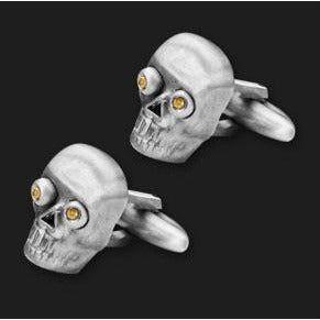 AMBROSINI JEWELS - GEMELLI ARGENTO 925° piccoli teschio finitura bianca