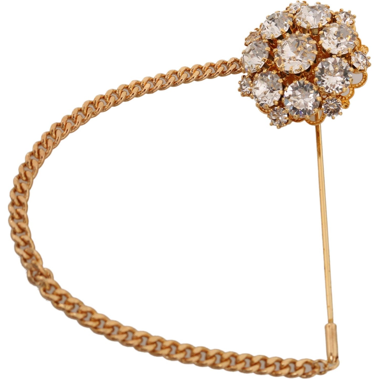 Exquisite Crystal-Embellished Gold Brooch