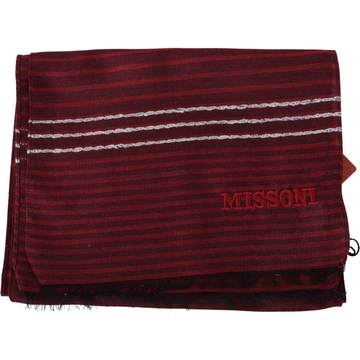 Elegant Wool Silk Blend Striped Scarf Missoni