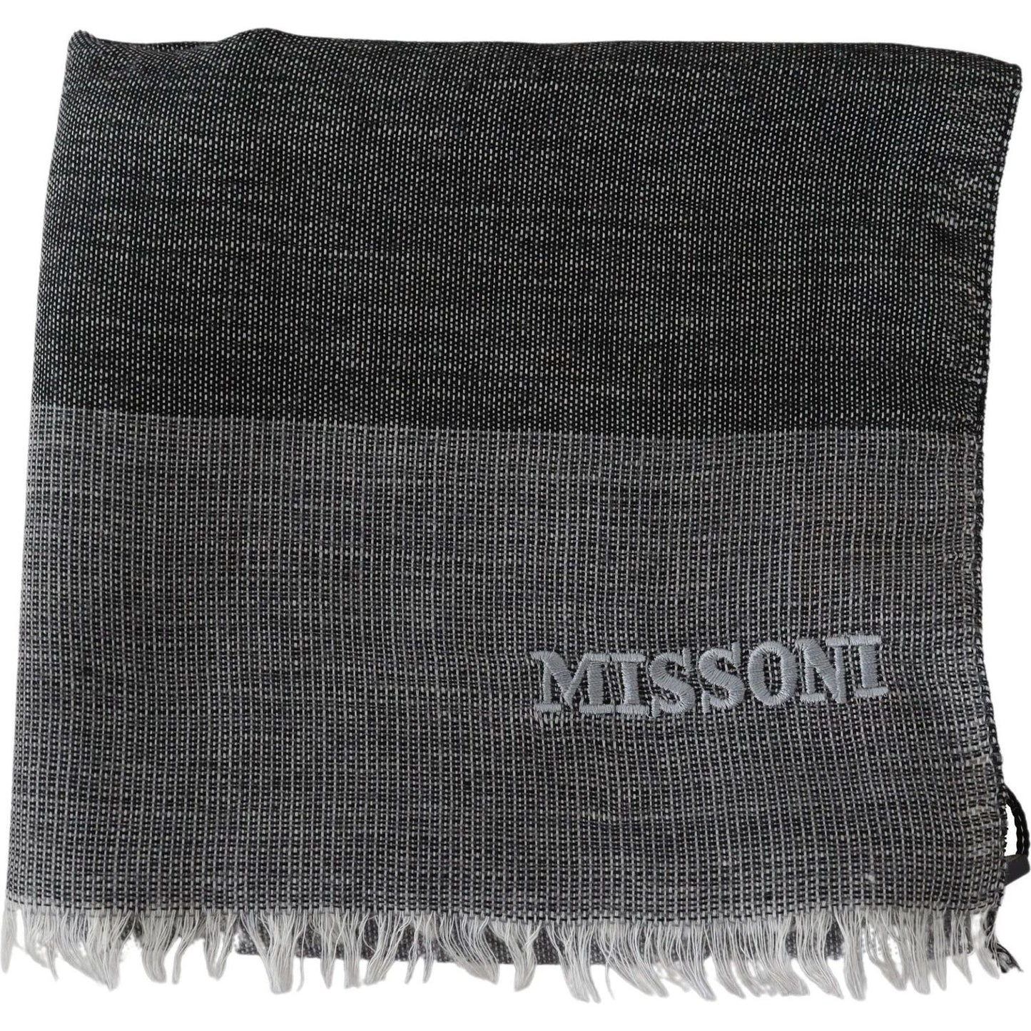 Elegant Striped Wool Scarf with Logo Embroidery Missoni