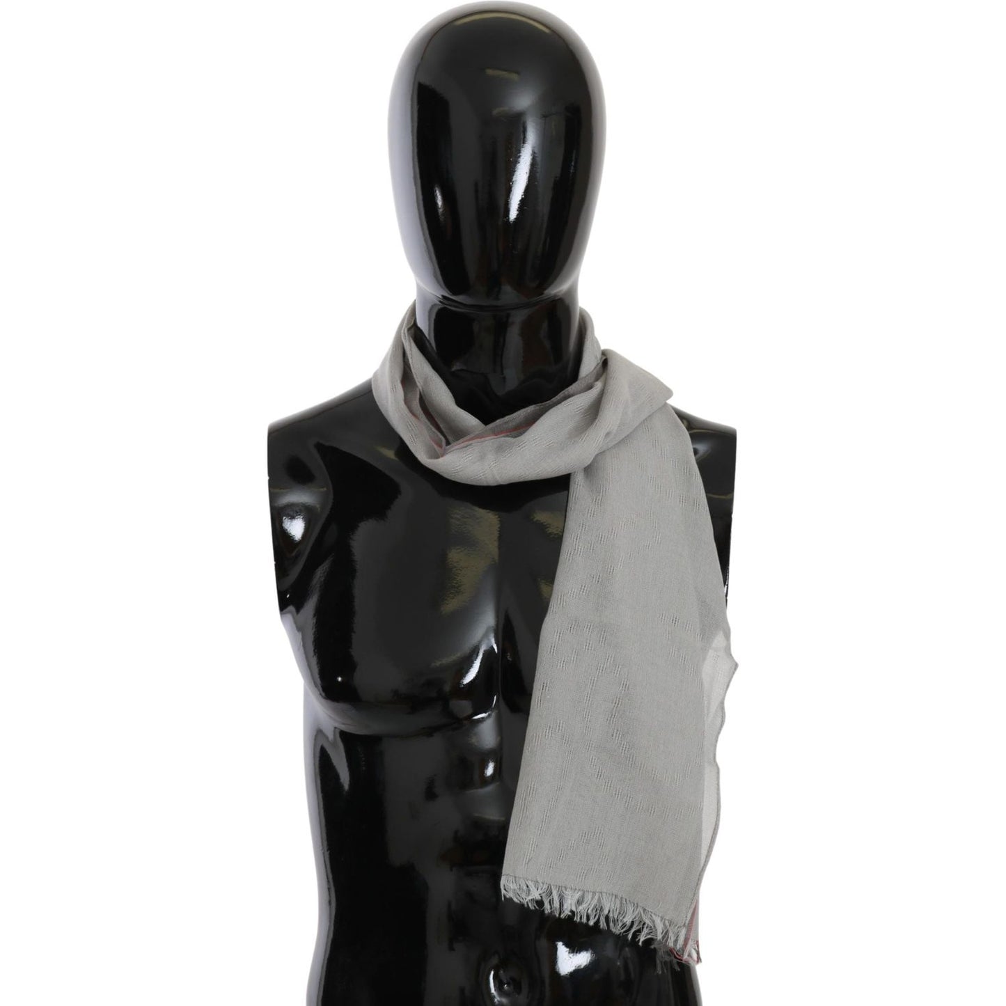 Costume National Elegant Gray Cotton Men's Scarf gray-fringe-neck-wrap-cotton-scarf Scarves