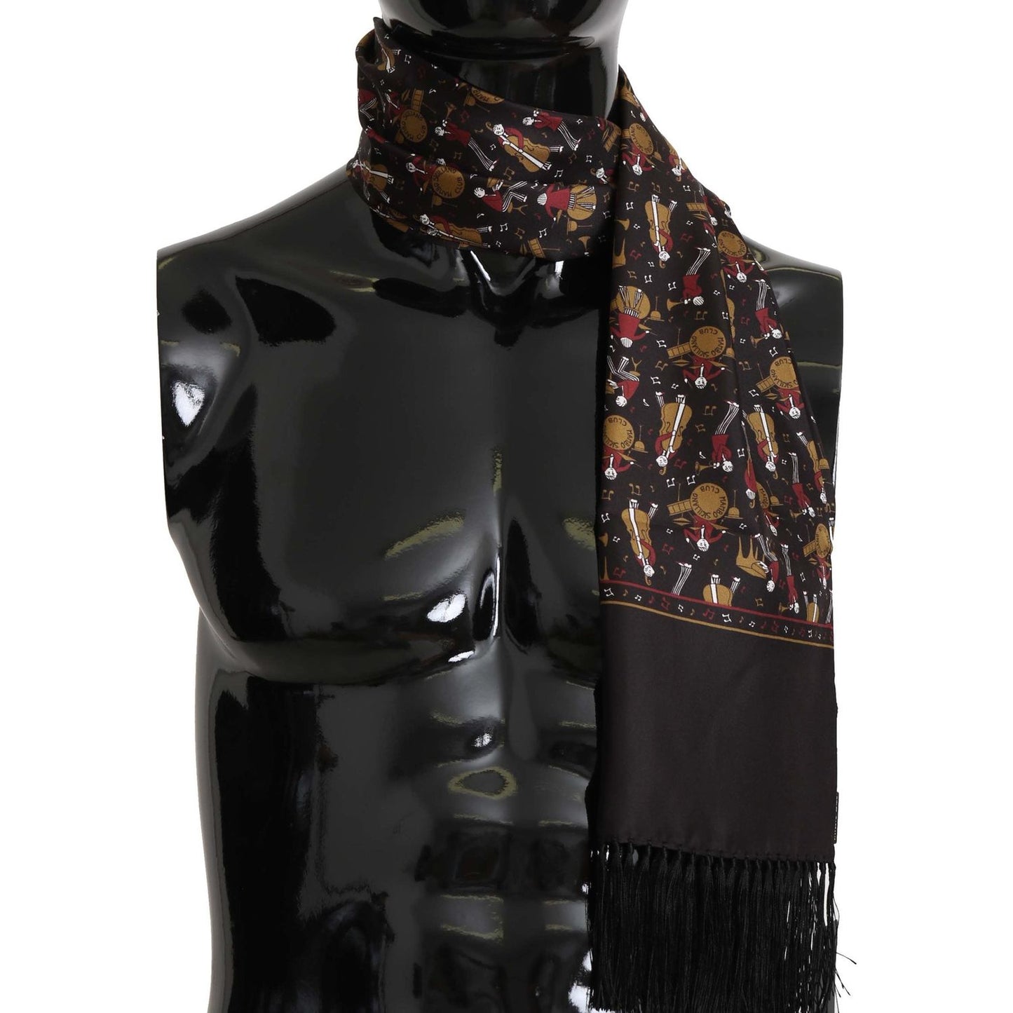 Dolce & Gabbana Elegant Brown Silk Musicians Print Scarf brown-musicians-print-mens-scarf Scarves IMG_0176-1-scaled.jpg