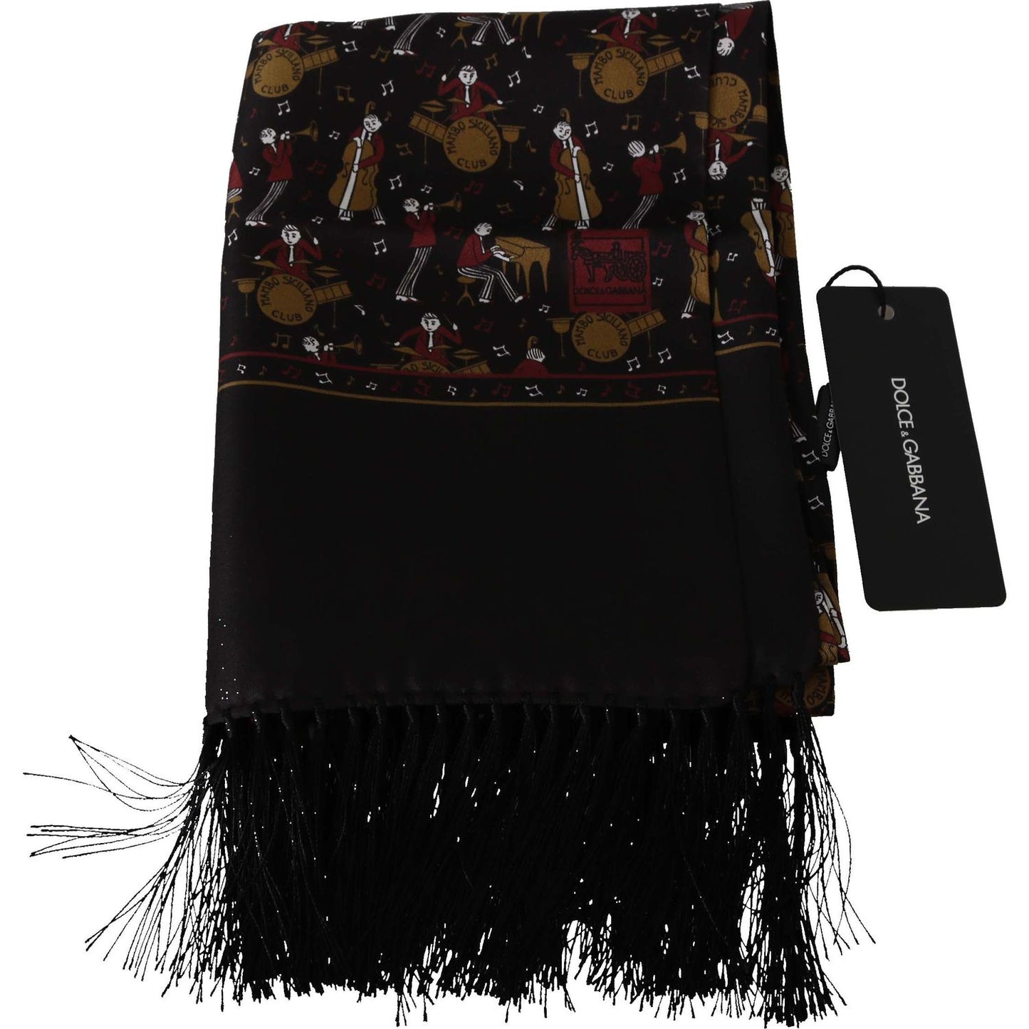 Dolce & Gabbana Elegant Brown Silk Musicians Print Scarf brown-musicians-print-mens-scarf Scarves IMG_0178-1.jpg
