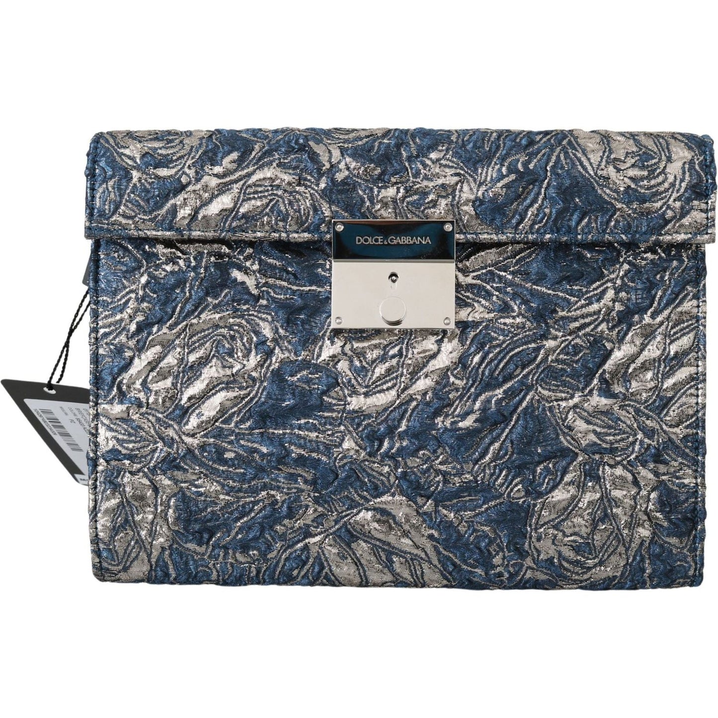 Dolce & Gabbana Elegant Blue Croc-Print Briefcase Clutch blue-silver-jacquard-leather-document-briefcase-bag Briefcase IMG_0198-1-scaled-40a2ce10-1bf.jpg