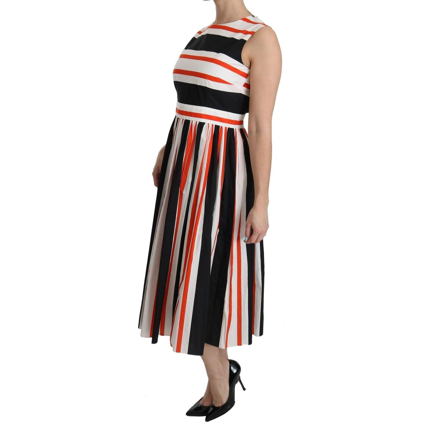 Dolce & Gabbana A-Line Pleated Midi Fashion Dress multicolor-stripes-a-line-pleated-midi-dress IMG_0232-scaled-4cbe384a-eec.jpg
