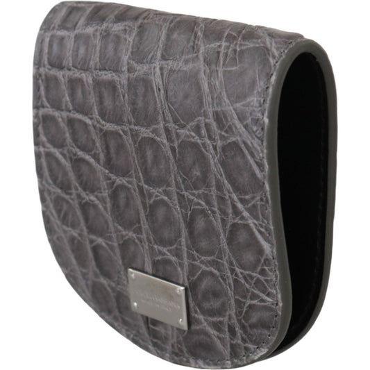 Dolce & Gabbana Exotic Gray Leather Condom Case Wallet gray-exotic-skin-condom-case-holder-pocket-wallet Condom Case