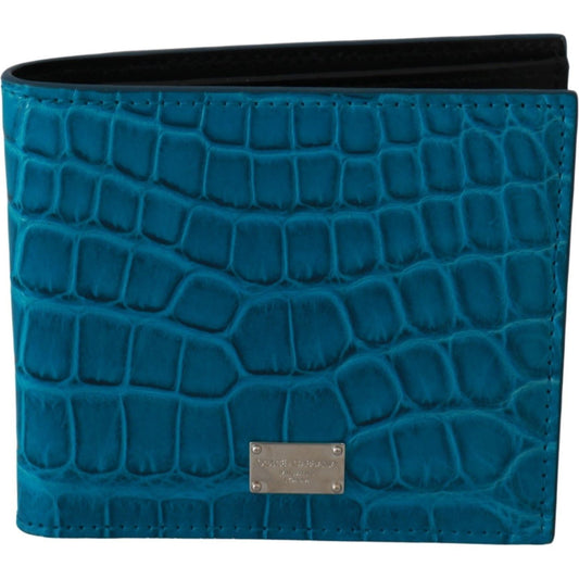 Dolce & Gabbana Blue Alligator Pattern Leather Bifold Wallet blue-mens-card-holder-bifold-logo-exotic-skin-wallet MAN WALLETS IMG_0370-7aa304dd-23f.jpg