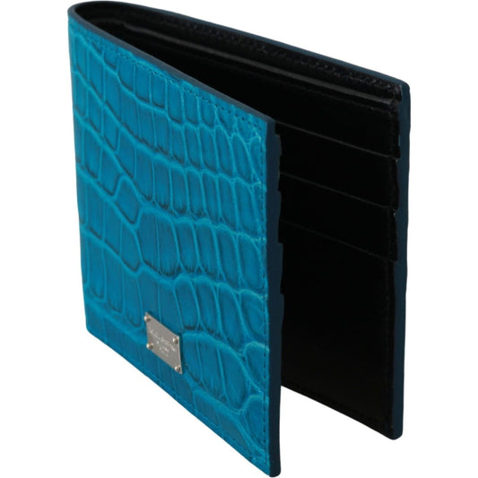 Dolce & Gabbana Blue Alligator Pattern Leather Bifold Wallet blue-mens-card-holder-bifold-logo-exotic-skin-wallet MAN WALLETS IMG_0371-69c31f37-f25.jpg
