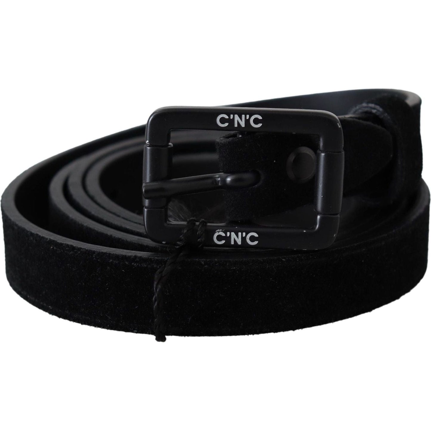 Elegant Black Velvet Buckle Leather Belt