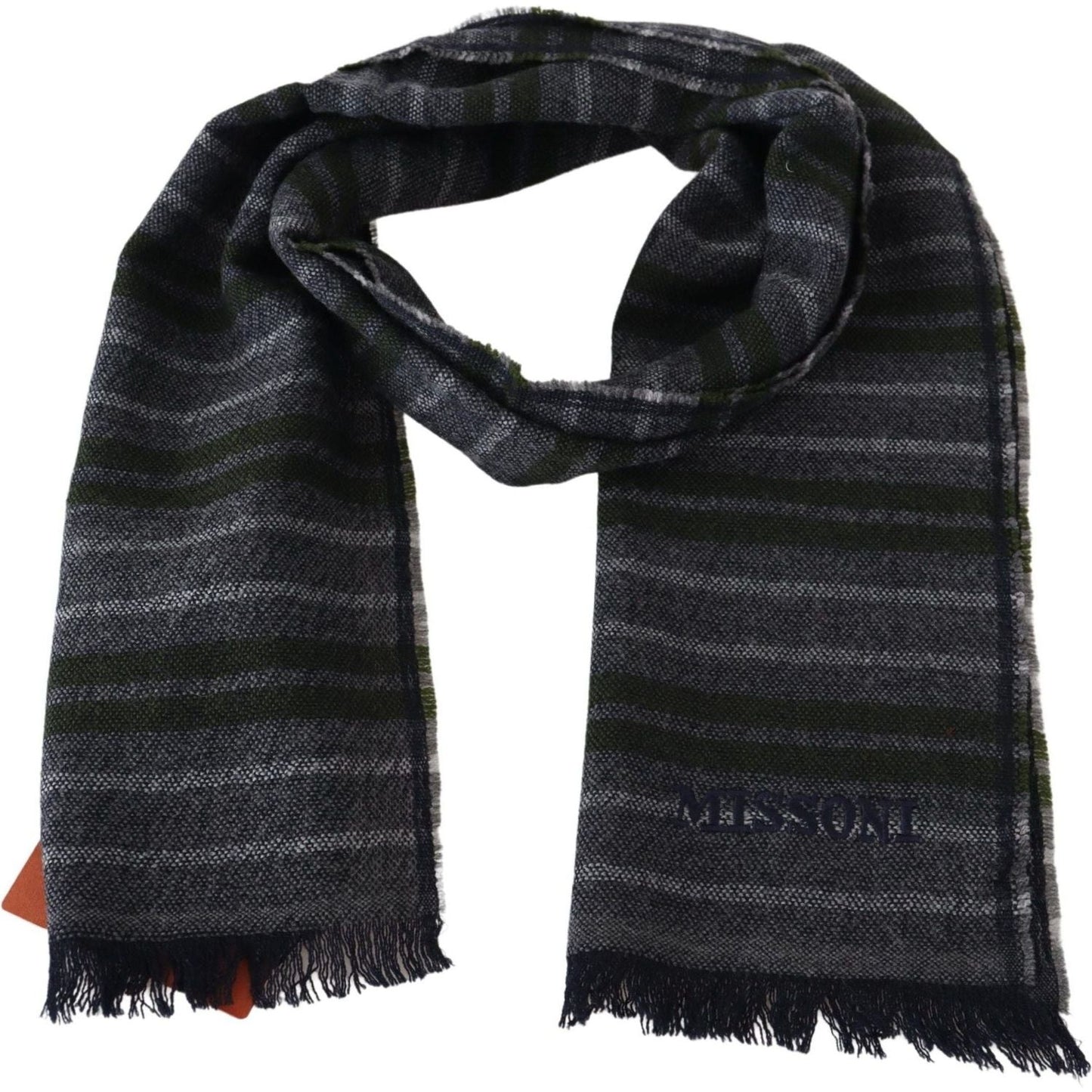 Chic Striped Wool Scarf with Logo Embroidery Missoni