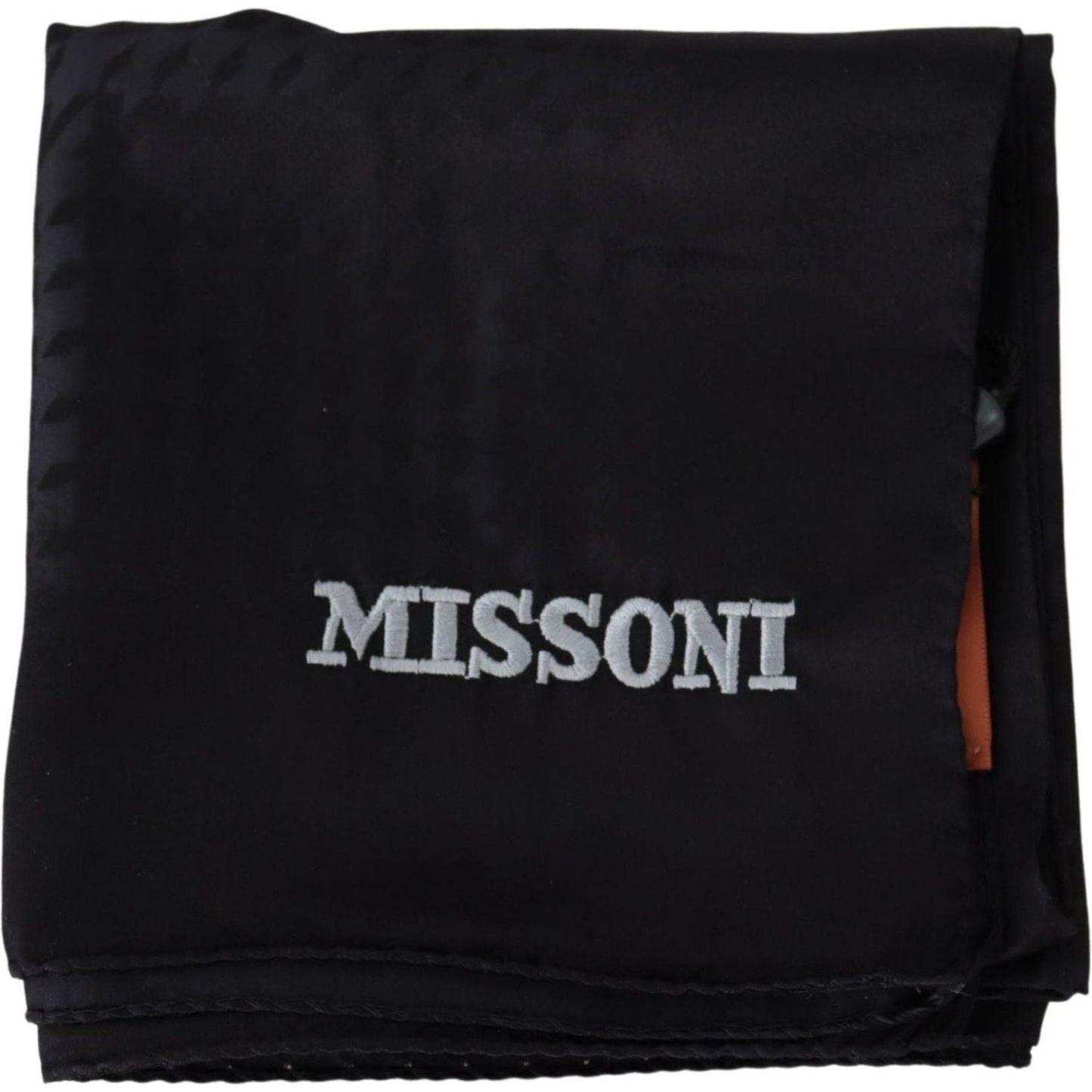 Elegant Black Wool Scarf with Embroidered Logo
