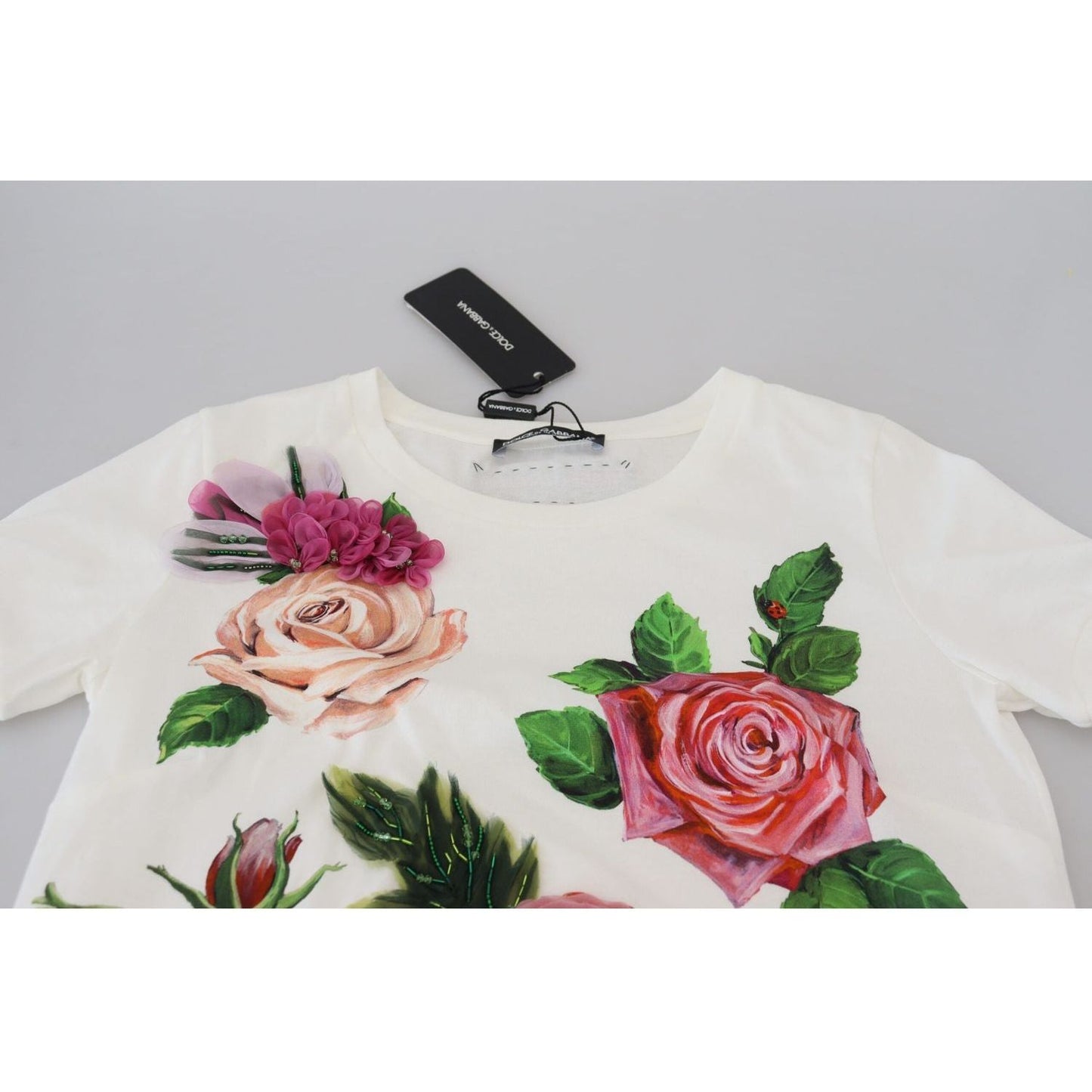 Dolce & GabbanaElegant Multicolor Rose Print Cotton TeeMcRichard Designer Brands£629.00