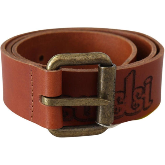 Just Cavalli Chic Brown Leather Logo Waist Belt brown-leather-logo-bronze-rustic-metal-buckle-belt Belt IMG_0710-f05a7eb6-cd6.jpg
