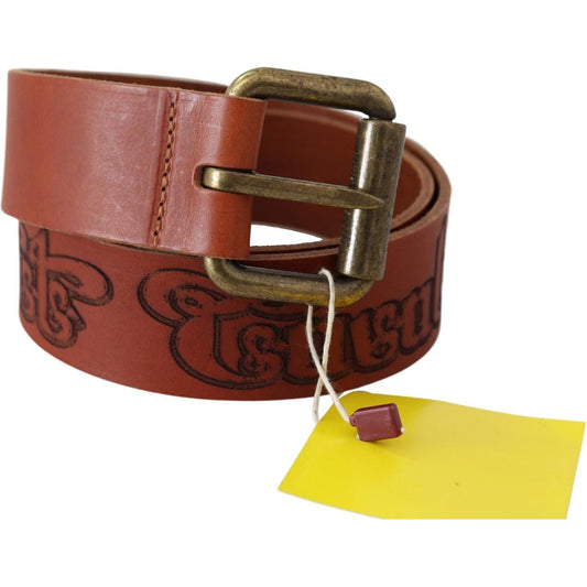 Just Cavalli Chic Brown Leather Logo Waist Belt brown-leather-logo-bronze-rustic-metal-buckle-belt Belt IMG_0711-459bc152-1de.jpg