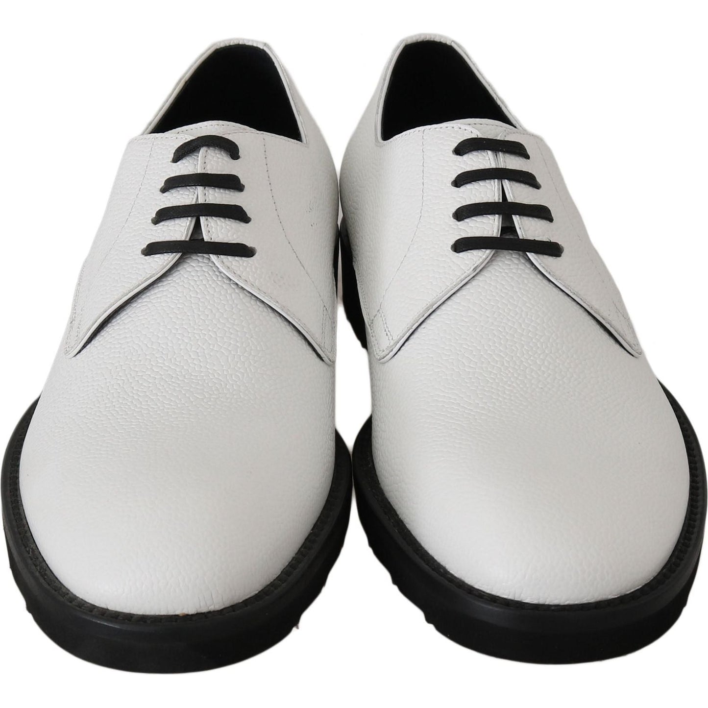 Dolce & Gabbana Elegant White Formal Leather Shoes white-leather-derby-dress-formal-shoes