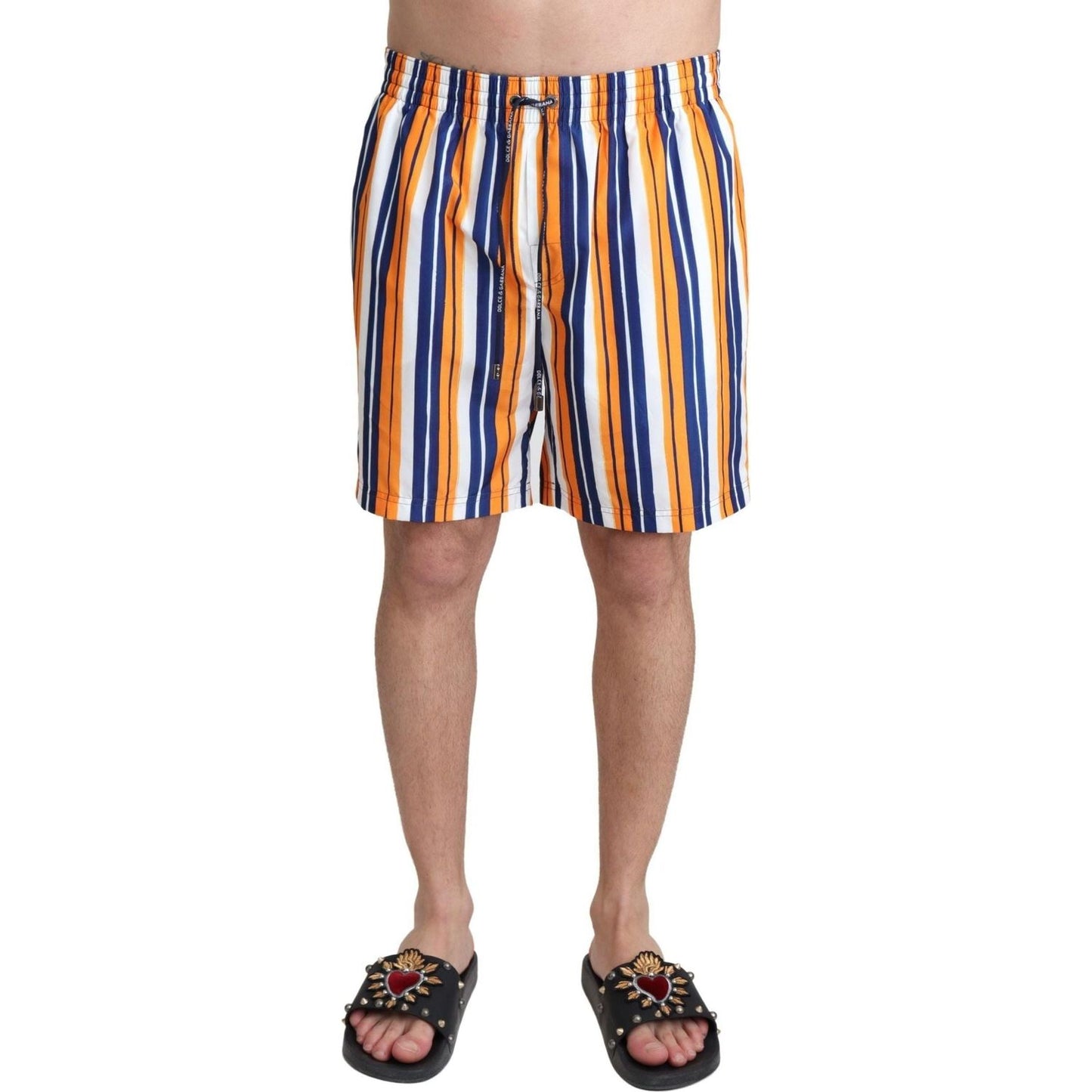 Dolce & Gabbana Multicolor Striped Swim Shorts Trunks multicolor-striped-beachwear-swimshorts