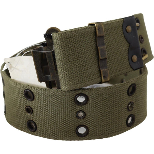 Ermanno Scervino Chic Army Green Cotton Waist Belt green-100-cotton-rustic-bronze-buckle-belt Belt