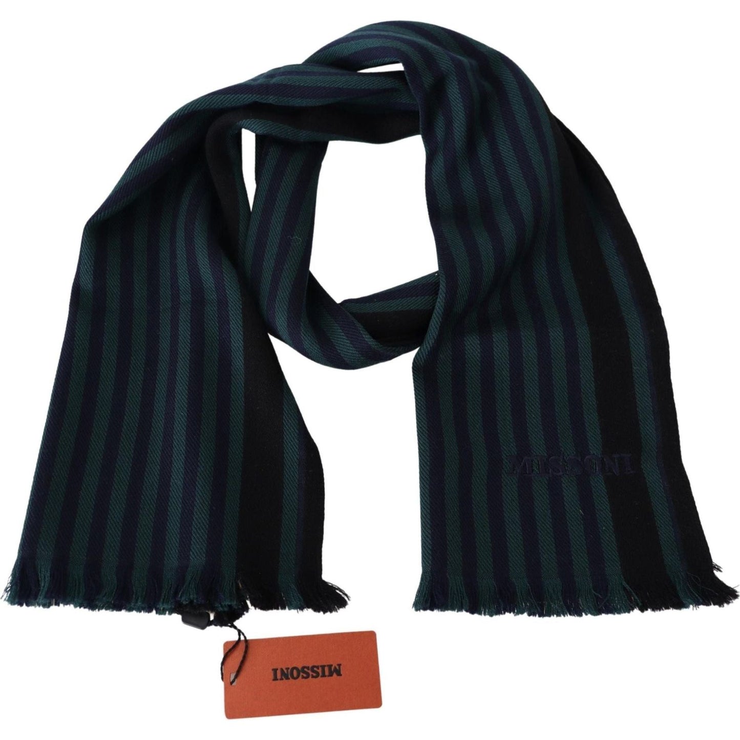 Elegant Multicolor Wool Scarf with Fringes