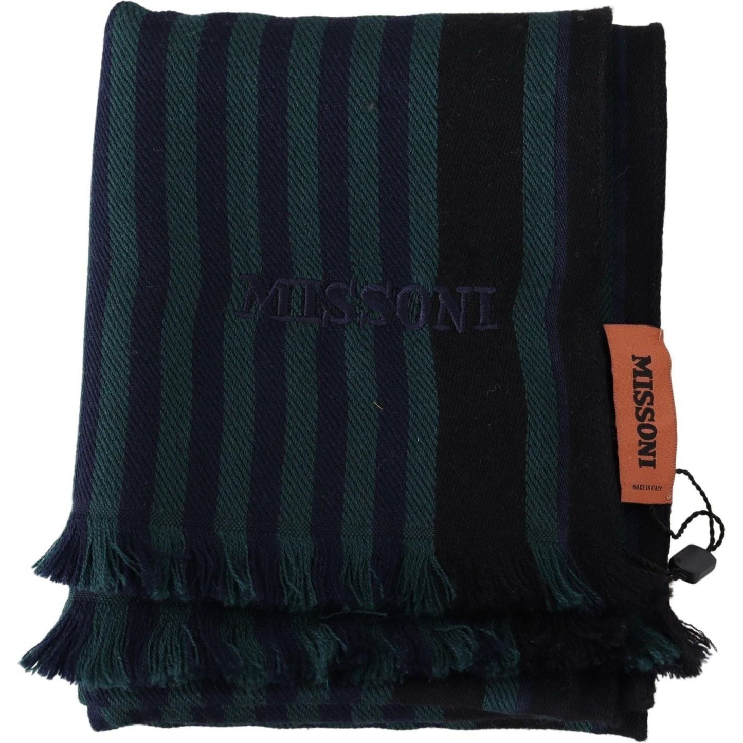 Elegant Multicolor Wool Scarf with Fringes