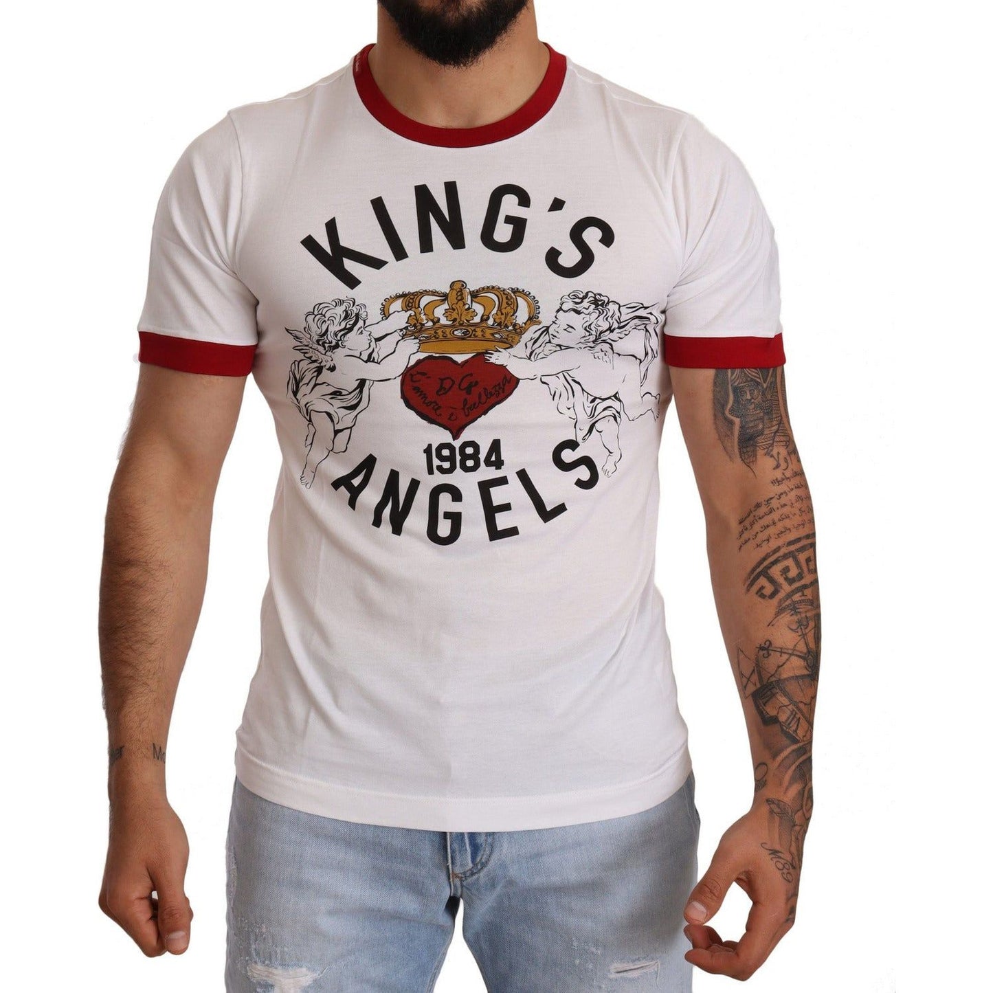 Dolce & Gabbana Exquisite Angelic Motif Cotton T-Shirt MAN T-SHIRTS white-kings-angels-print-cotton-t-shirt