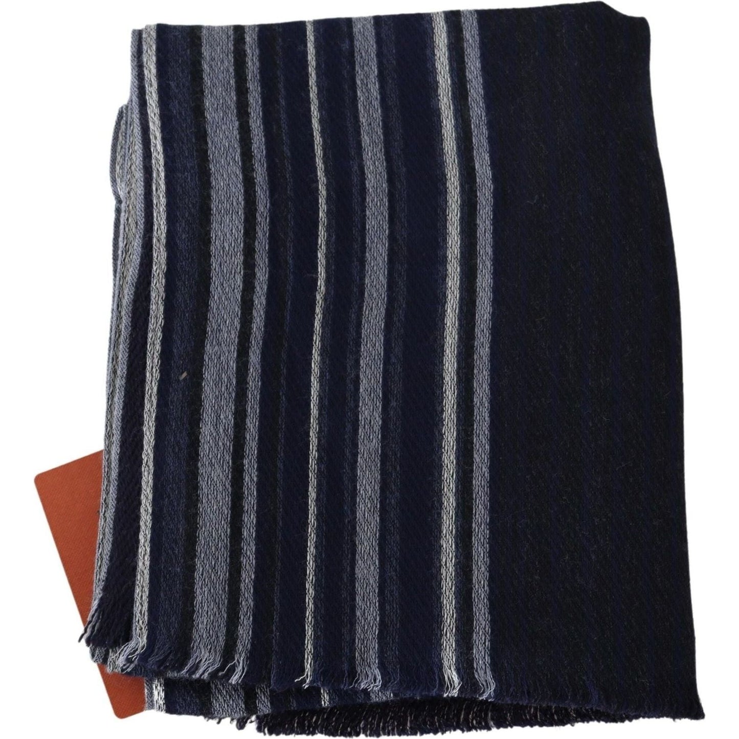 Chic Multicolor Wool Silk Striped Scarf