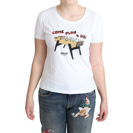 Moschino Chic Cotton Round Neck Tee with Playful Print white-cotton-come-play-4-us-print-tops-t-shirt