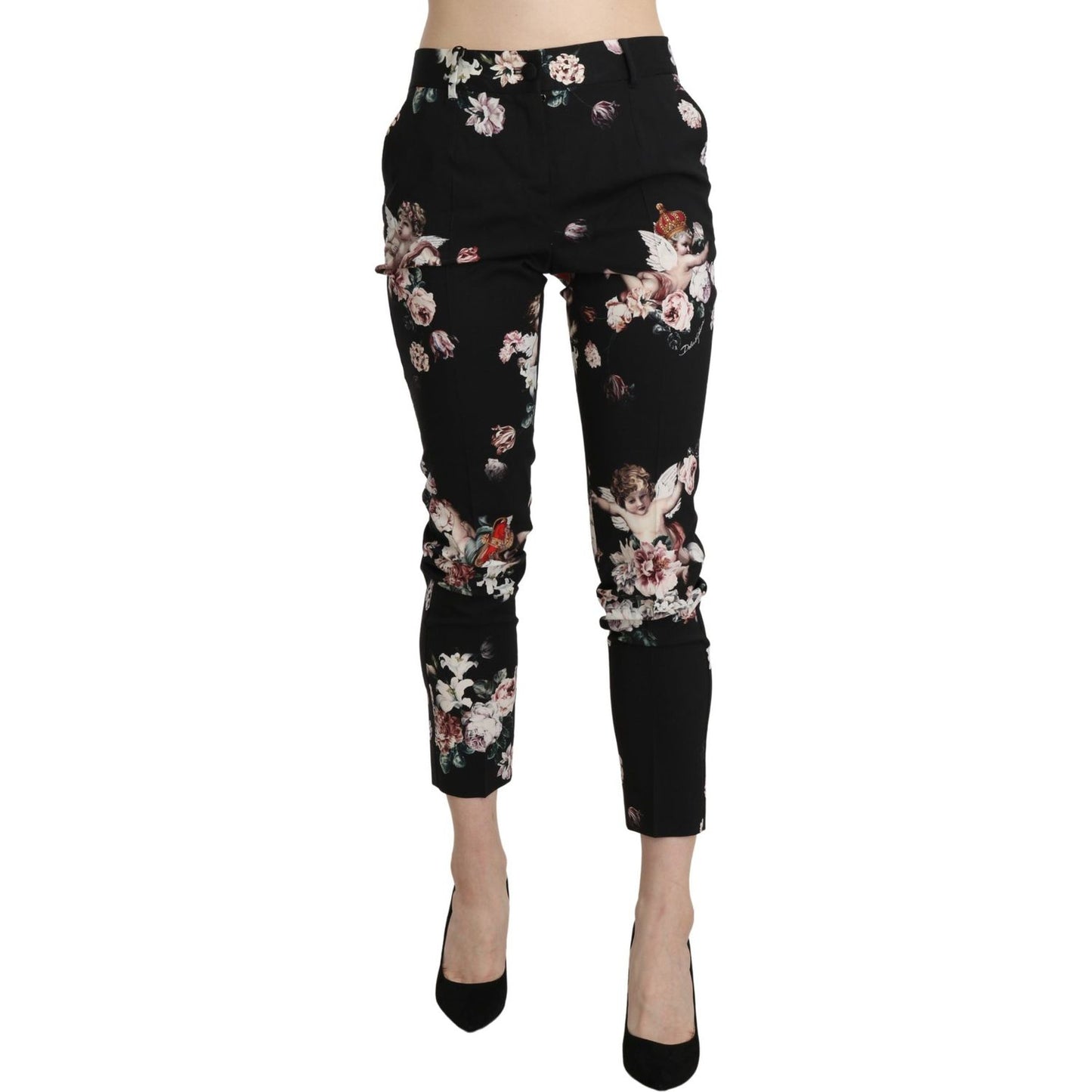 Dolce & Gabbana Elegant High Waist Cropped Trousers black-angel-floral-cropped-trouser-wool-pants Jeans & Pants IMG_0963-scaled-a7d5cdf2-5bc.jpg