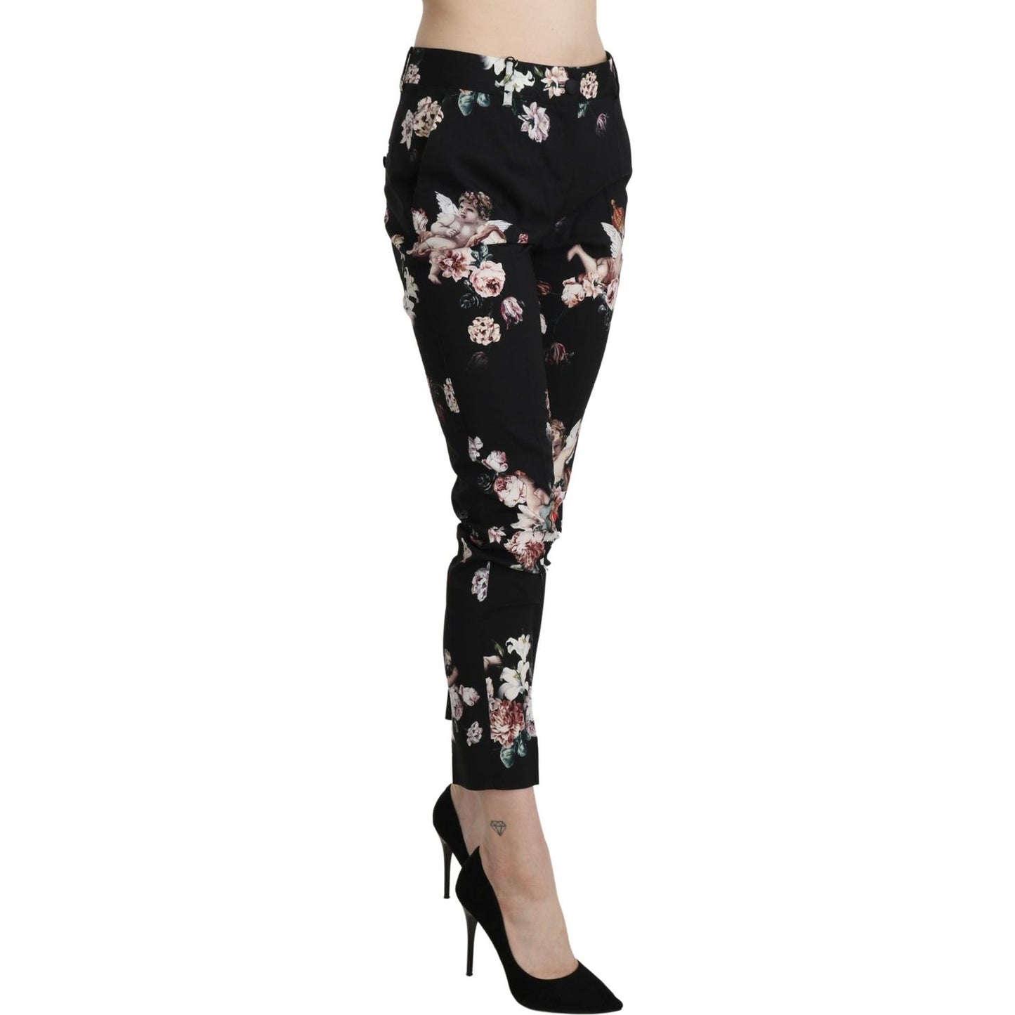 Dolce & Gabbana Elegant High Waist Cropped Trousers black-angel-floral-cropped-trouser-wool-pants Jeans & Pants IMG_0964-scaled-40a05506-73b.jpg