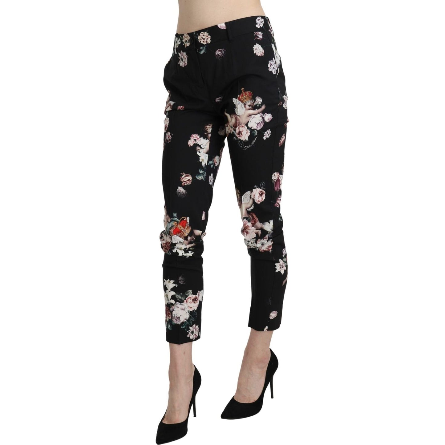 Dolce & Gabbana Elegant High Waist Cropped Trousers black-angel-floral-cropped-trouser-wool-pants Jeans & Pants IMG_0965-scaled-4094a594-b90.jpg