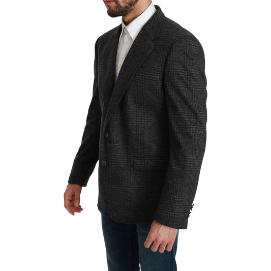 Dolce & Gabbana Elegant Gray Plaid Virgin Wool Blazer gray-plaid-check-wool-formal-jacket-blazer