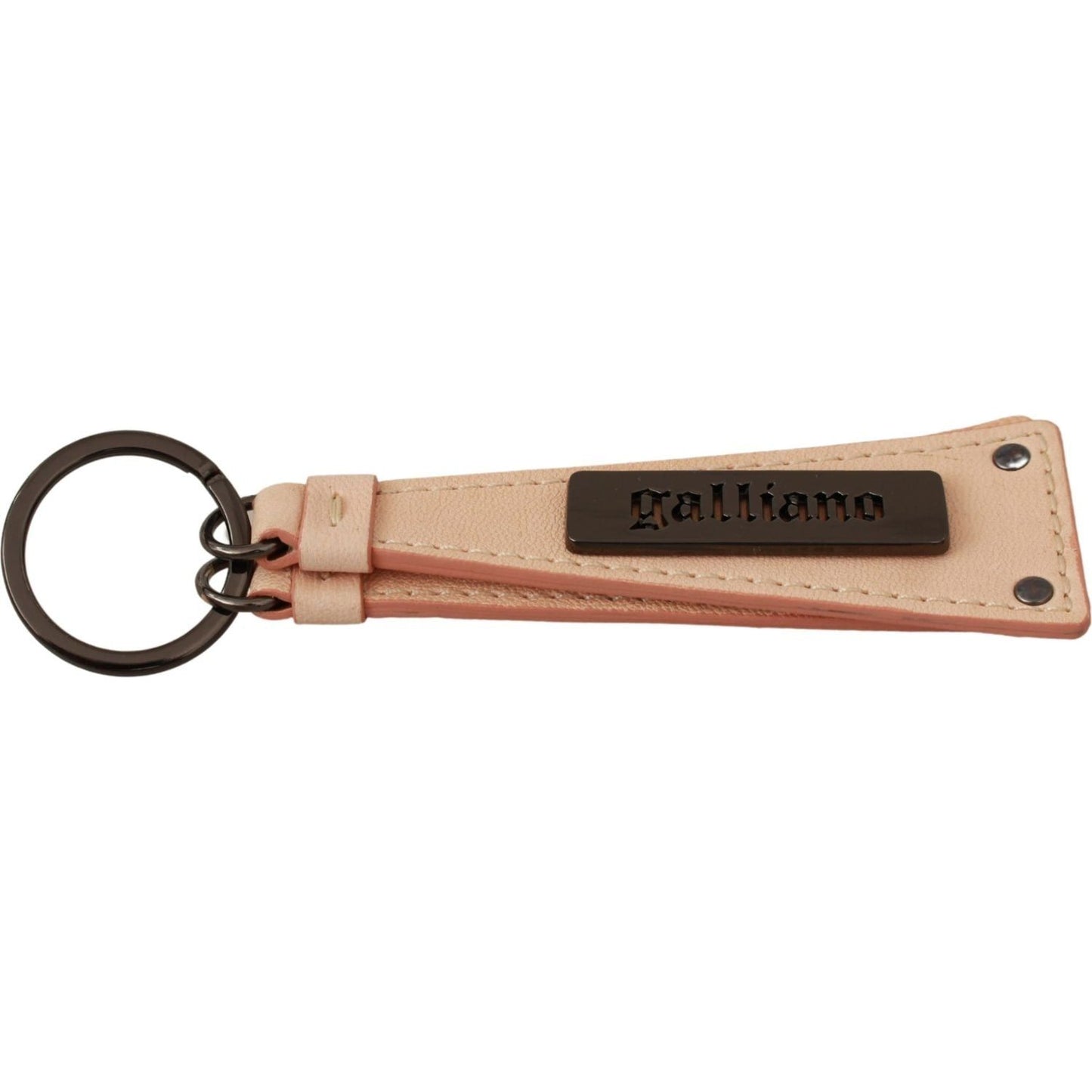 John Galliano Elegant Beige Designer Keychain Accessory Keychain metal-steel-leather-beige-ring-branded-logo-keyring-keychain