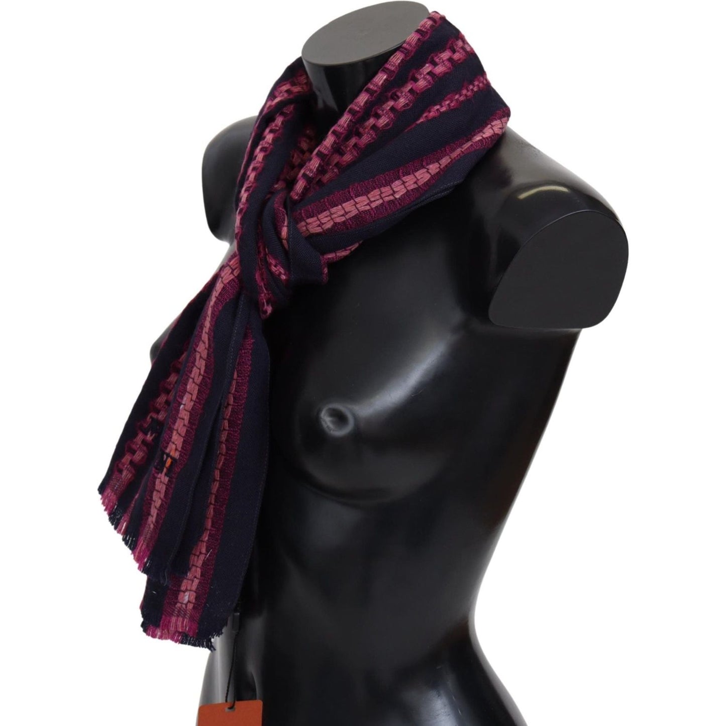 Elegant Striped Wool Scarf in Black and Pink Missoni