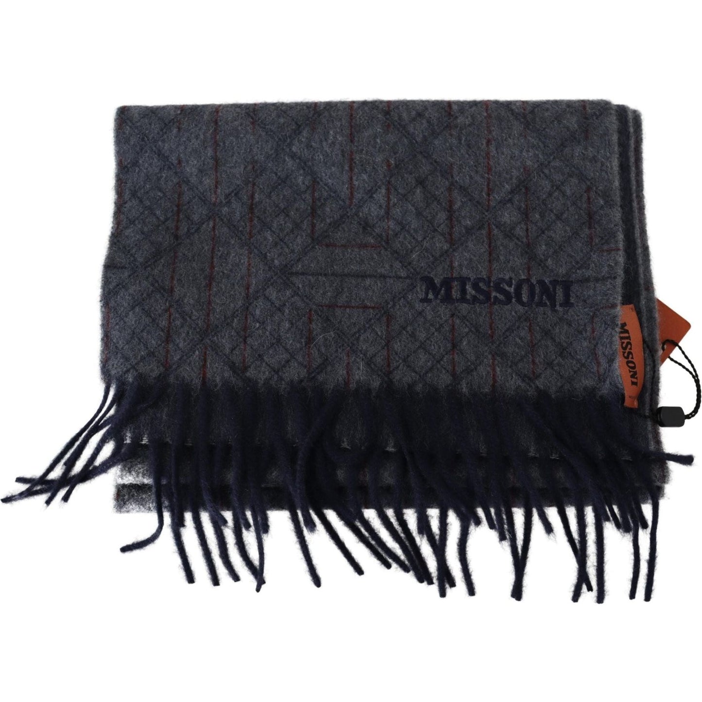 Elegant Cashmere Patterned Scarf with Logo Embroidery