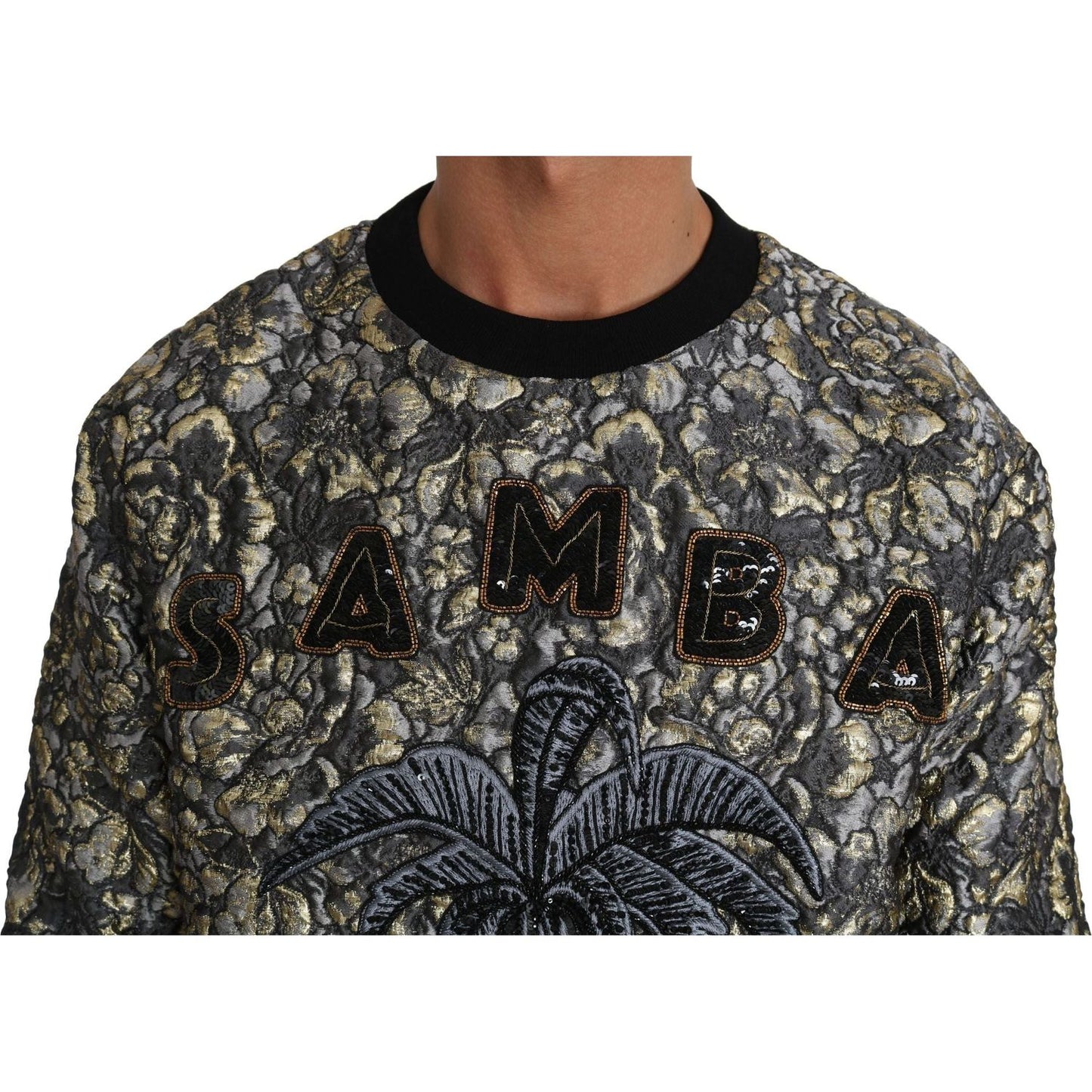 Dolce & Gabbana Samba Jacquard Palm Crewneck Sweater multicolor-samba-jacquard-palmtree-pullover-sweater