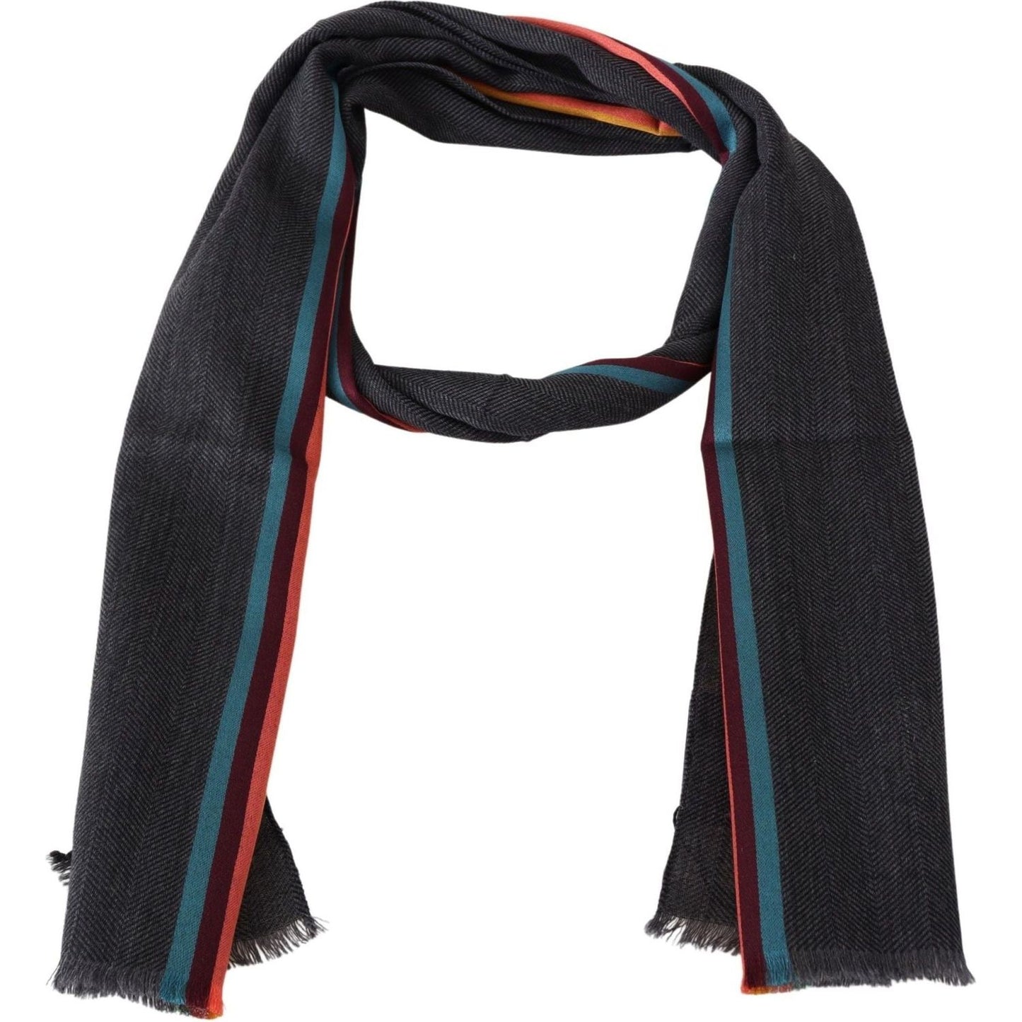 Elegant Wool-Silk Blend Striped Scarf