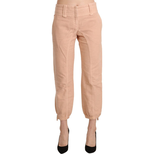 Ermanno Scervino Chic Beige Cropped Cotton Pants beige-mid-waist-cropped-cotton-trouser-pants Jeans & Pants
